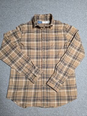 Old Navy Men's Brown Plaid Button-Down Shirt